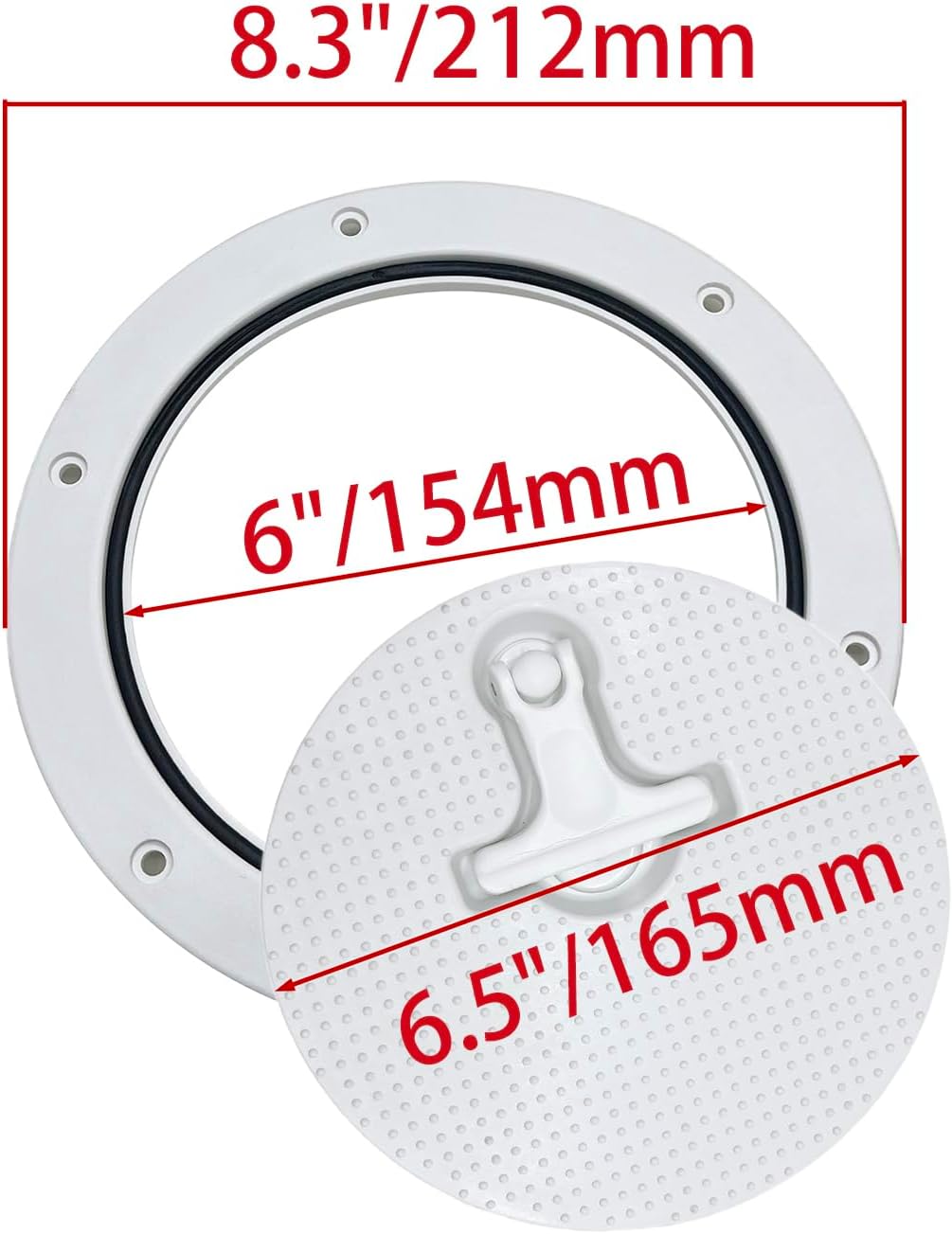 6" Boat Hatch T-Handle Cover Non-Slip Inspection Deck Plate