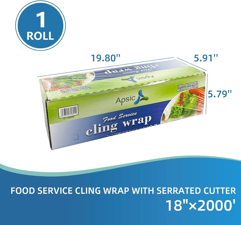 18in x 2000ft Standard Cling Wrap Roll With Serrated Cutter Food Wrap