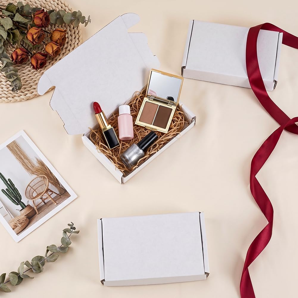 50 Pack White Small Shipping Boxes 5.1x3.3x1 inch Corrugated Cardboard Mailer Boxes Bulk Rectangle Kraft Paper Mailer