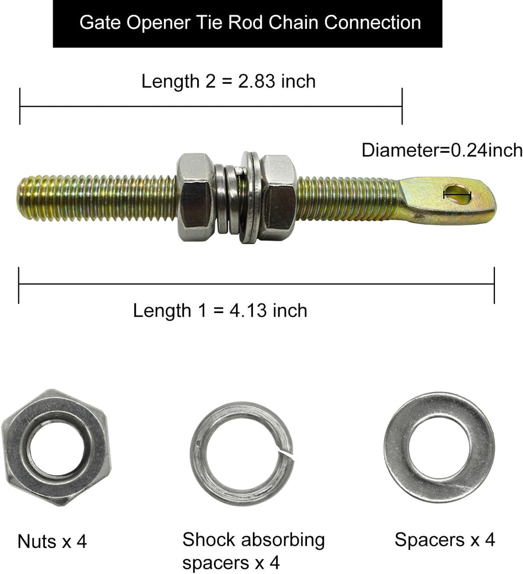 Automatic Gate Opener Tie Rod Chain Connection Hardware,Sliding Gate Roller Chain Bolt Tensioner Compatible with ANSI #40#41#428 (Flat, L)