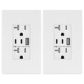 TOPGREENER 4.2A Dual Type C&A USB Wall Outlet, Charging Power Receptacle