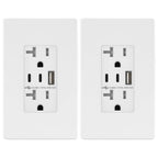 TOPGREENER 4.2A Dual Type C&A USB Wall Outlet, Charging Power Receptacle