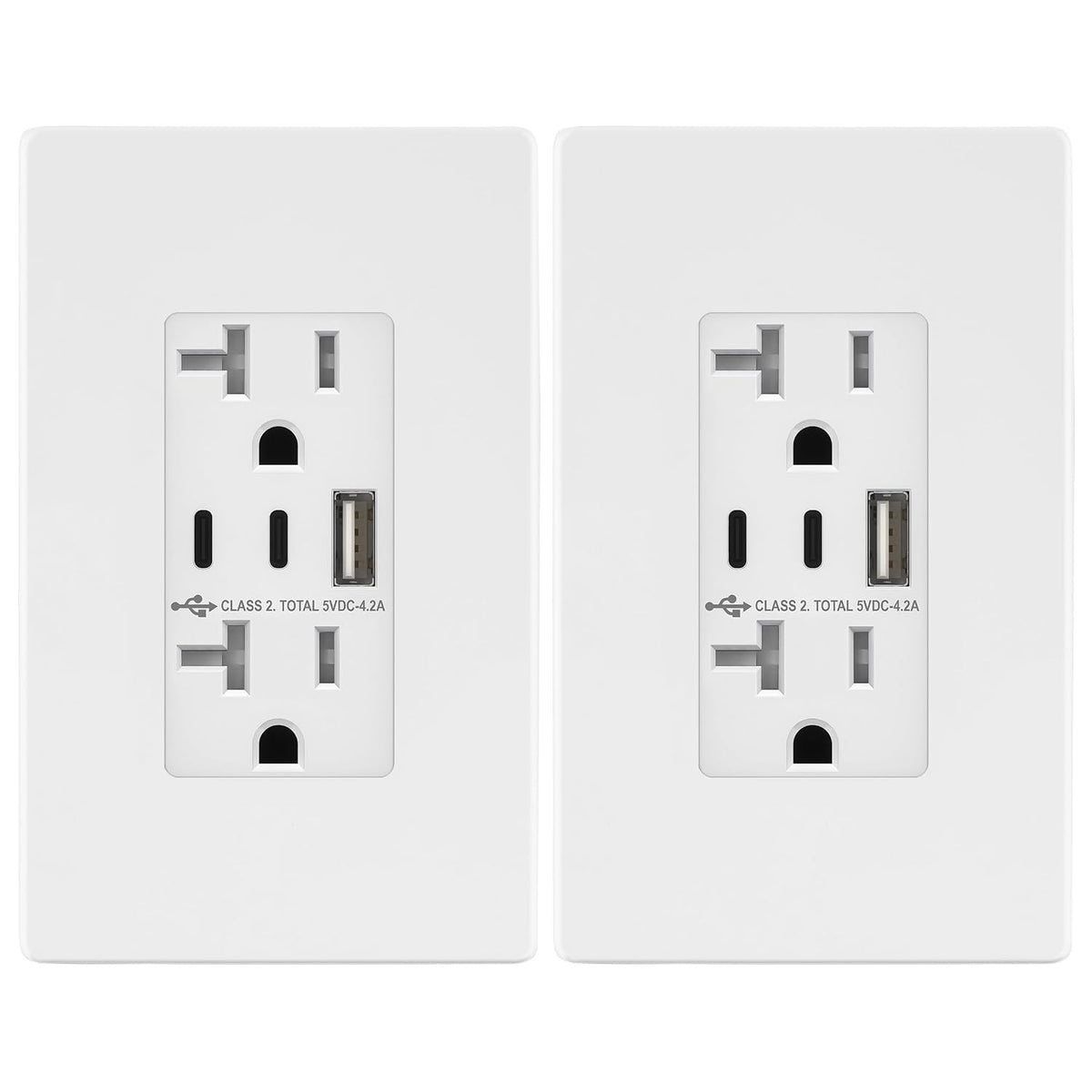 TOPGREENER 4.2A Dual Type C&A USB Wall Outlet, Charging Power Receptacle