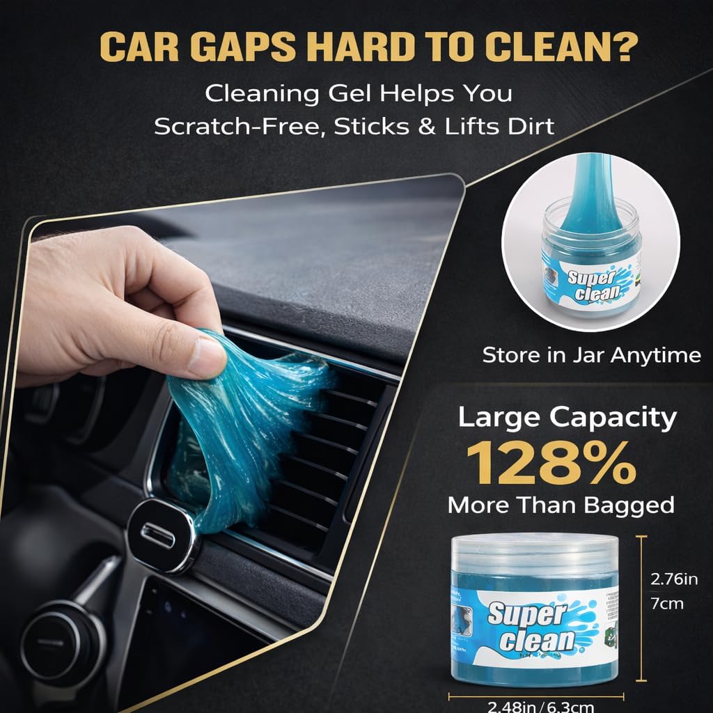 15-Piece Car Interior & Glass Cleaning Kit - 3 Graded Boar Brushes, 3-in-1 AC Vent Shutter Brush, 160g Gel, 180°