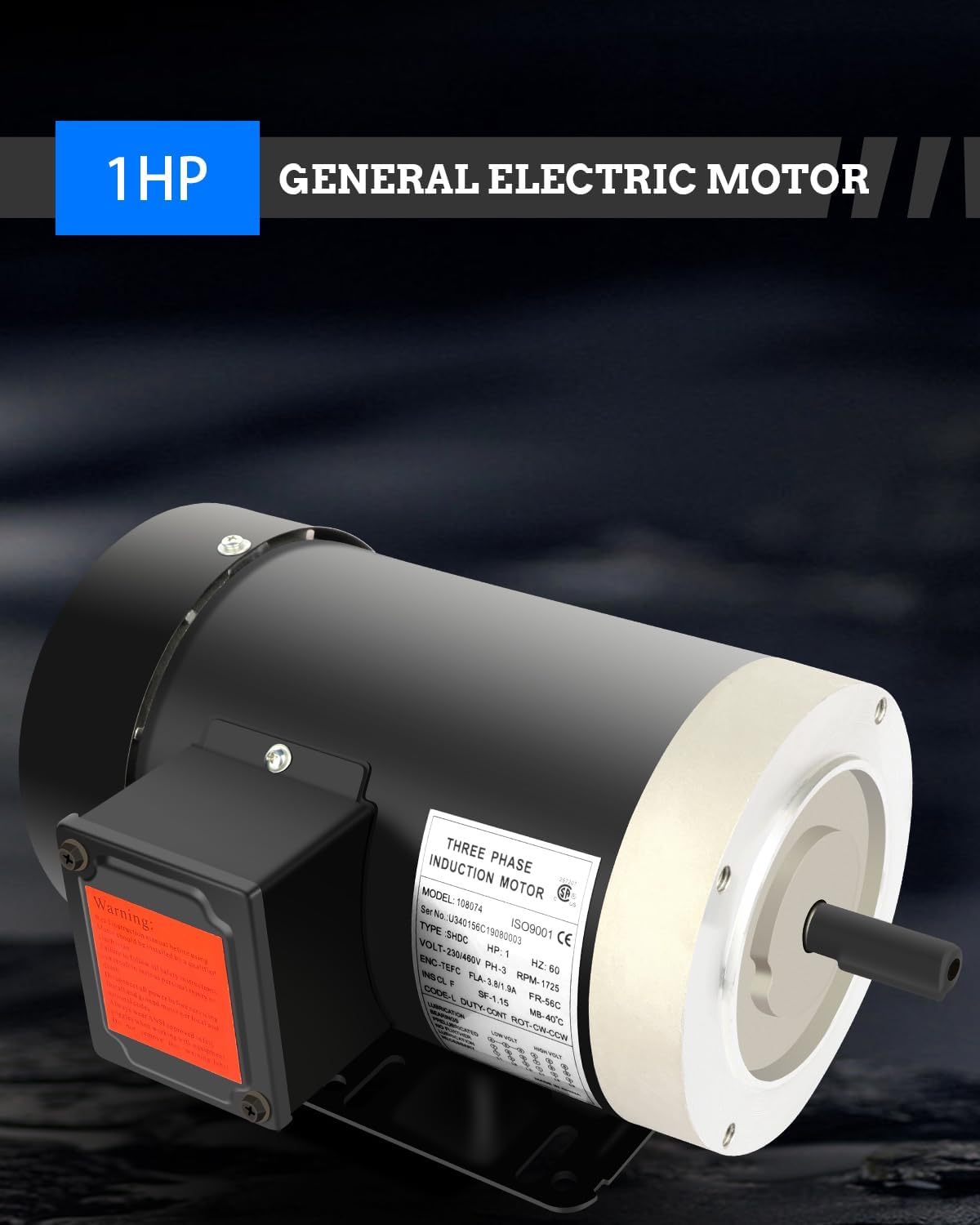 1HP General Electric Motor 1725RPM Three Phase,56C Frame,230V/460V