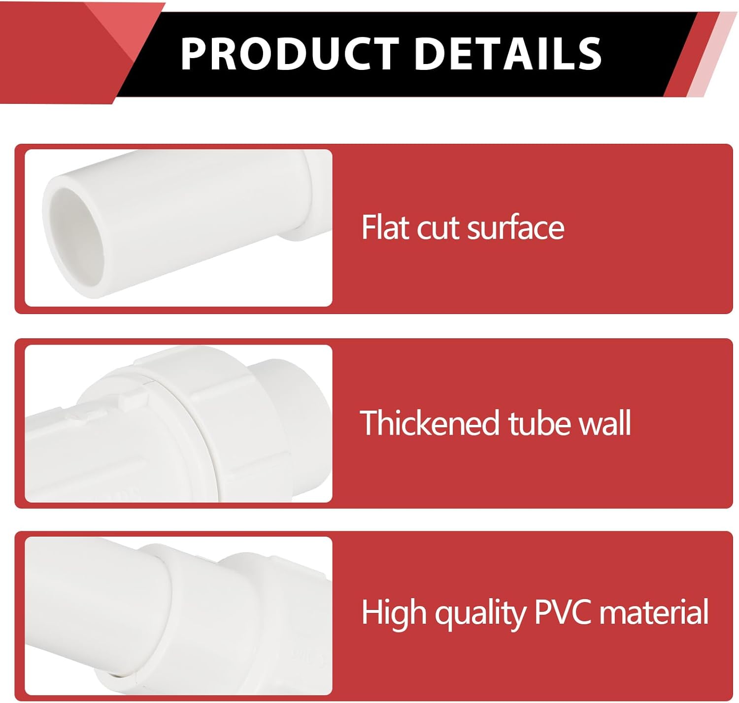2-Pack EFIELD 1/2-inch PVC Expansion Repair Coupling for Broken or Cracked Pipe, Schedule 40, White