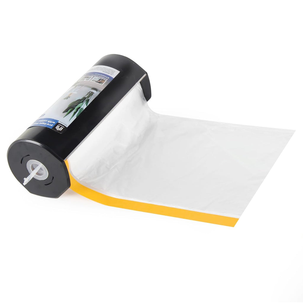 Pre-Taped Masking Film with Dispenser, Painters Tape with Plastic Attached, Automotive Painters Tape and Drape for