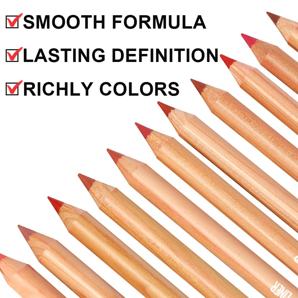 12 Colors Lip Liner Set, Matte Finish Series Lip Liners Pen, Set A