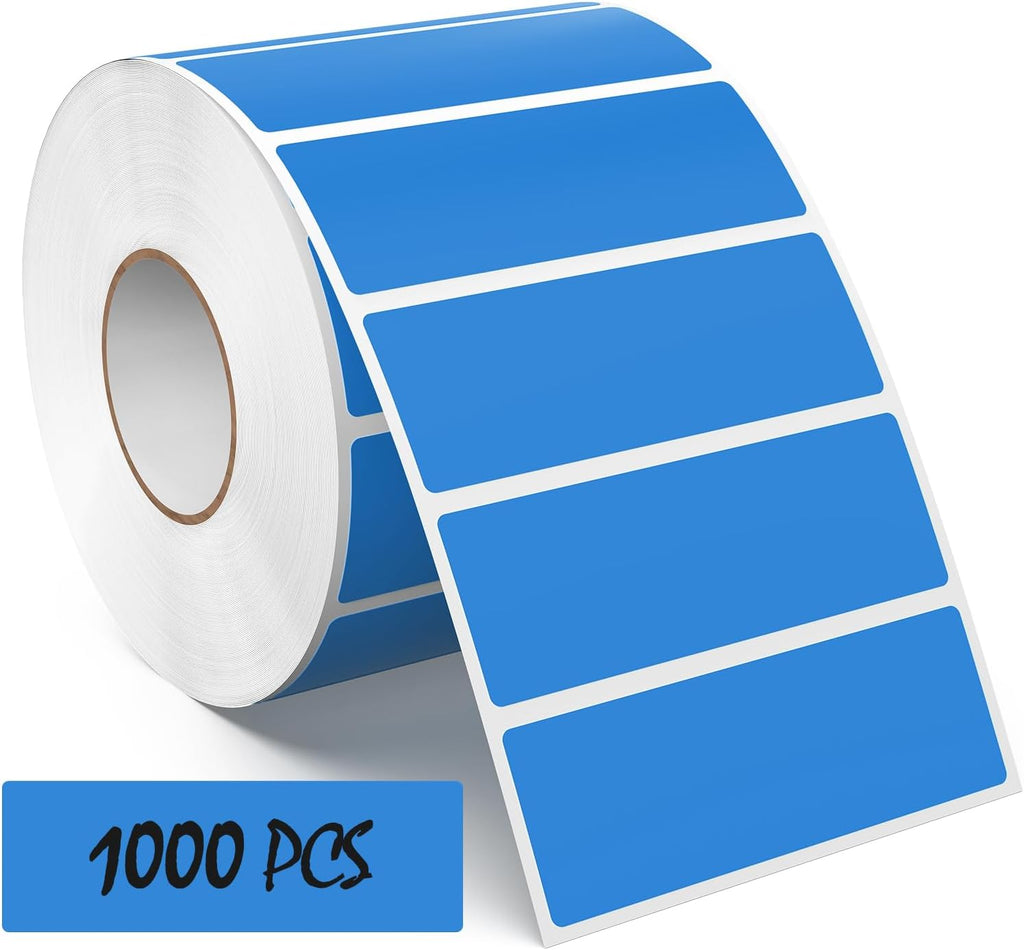 Blue Rectangle Labels 3" x 1" Color Coding Stickers Roll 1000 Pcs