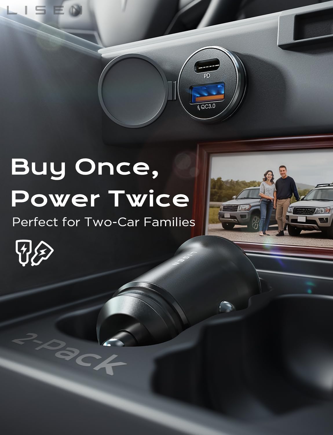 Car Charger USB C, 69W Cigarette Lighter USB Charger Adapter, Car Accessories Gifts for Men, Mini USBC Cars Fast