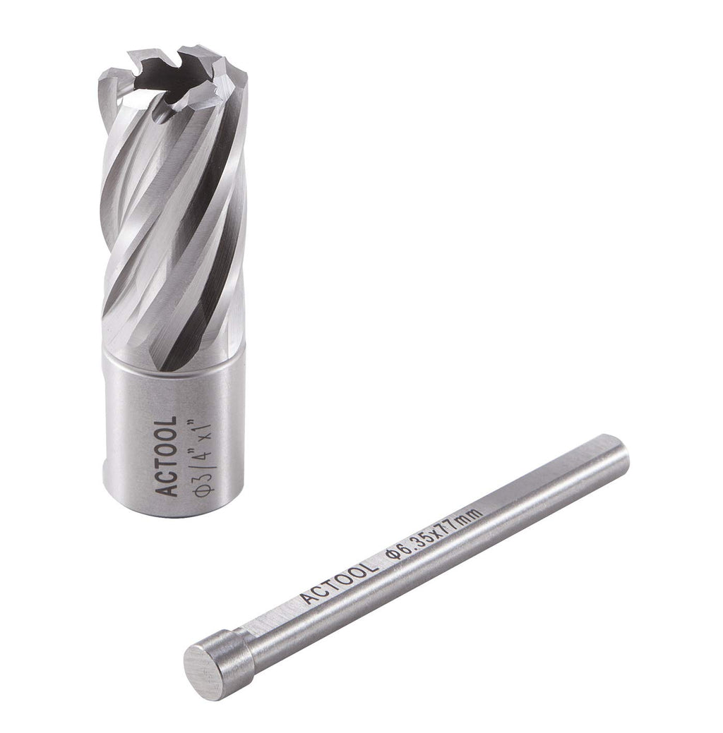 3/4" Diameter × 1" Depth of Cut HSS ANNULAR Cutter with 3/4'' Weldon Shank