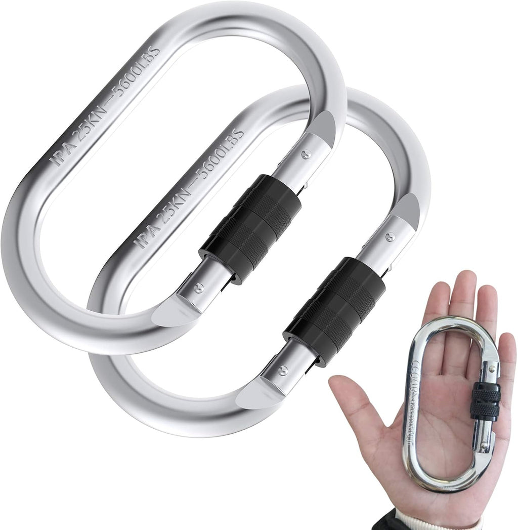 Carabiner Clips Large 4.3", Heavy Duty Screw Locking Carabiner 25kn(5600lb) | Oval Shape, Steel for Climbing