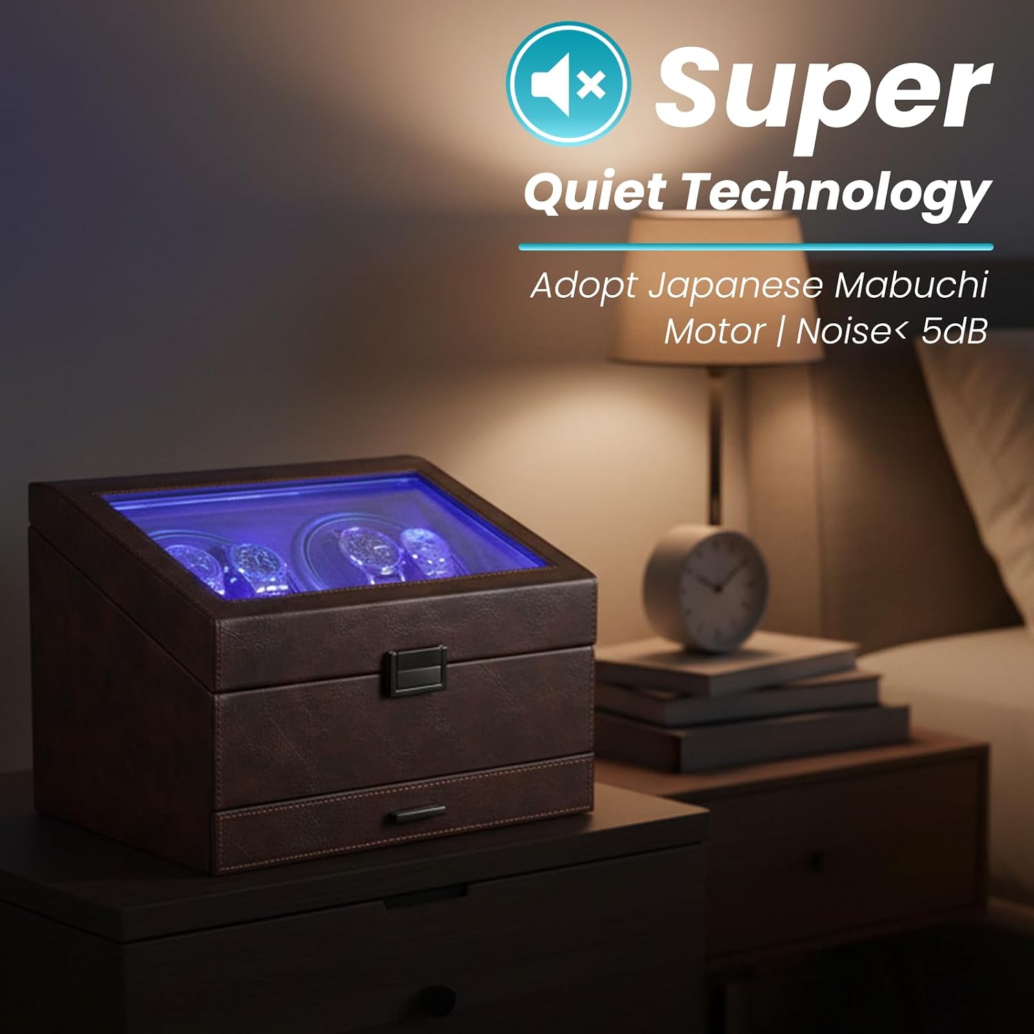 4 Watch Winder with 6-Slots Watch Storage and Jewelry Drawer | 3-in-1 Storage System,Auto-Winding,Extra
