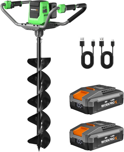 X 40V Electric Auger Post Hole Digger, 8" Auger, 66.4 ft·lbs Torque | 2-Speed & Reverse, Dual 4.0 Ah Battery, Brushless
