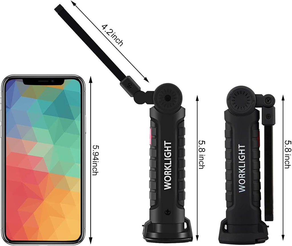 Tool Gifts for Men Dad Him, Rechargeable Work Lights, LED Work Light with Magnetic Base & Hanging Hook, 360°Rotate