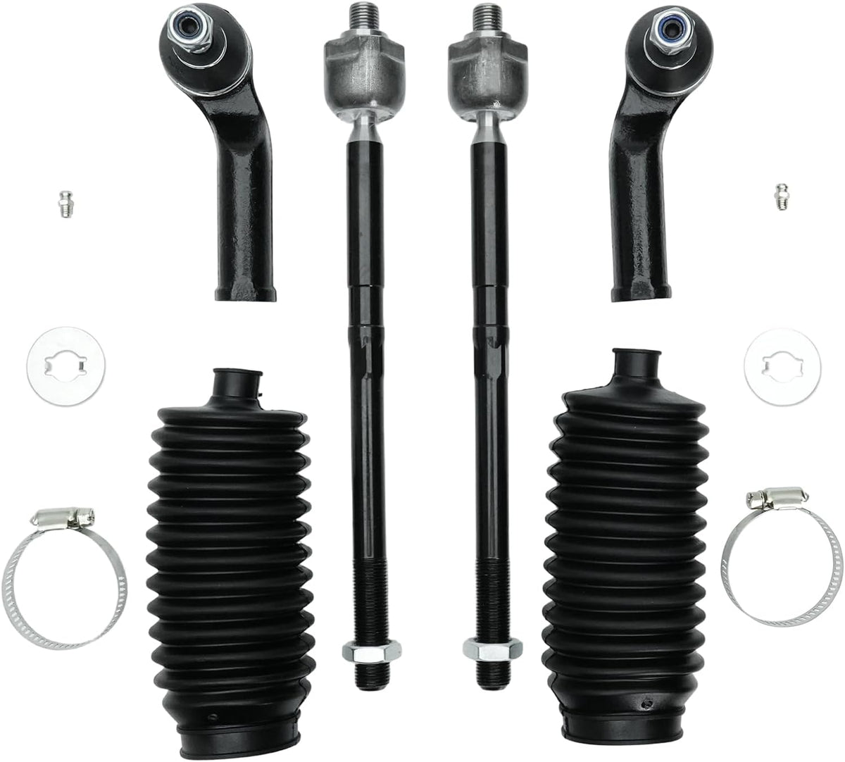 6PCS Front Tie Rod End Kit Inner & Outer fits for Ford Focus 2012-2018, Escape 2013-2019, C-Max 2013-2018, Transit Connect 2014-2018, 4 Tie Rods 2 Boots OE ES800954 ES800955 EV800898 K100184