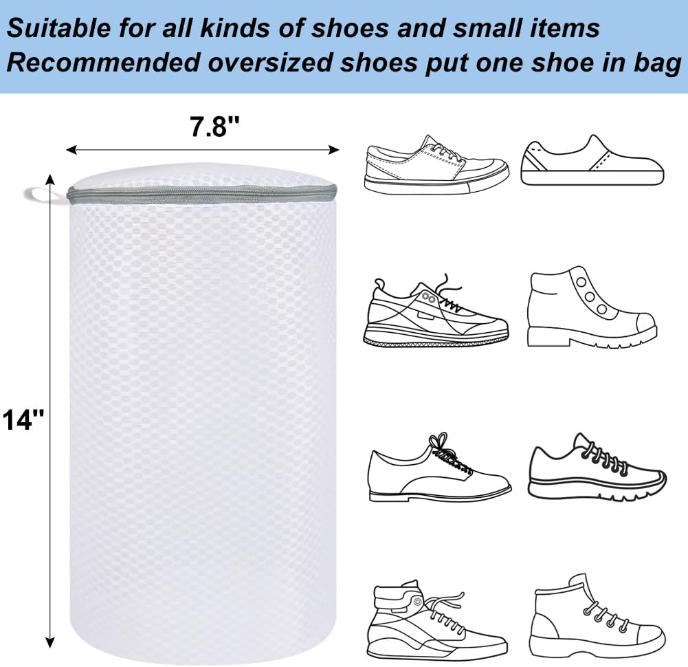 Shoe Washing Machine Bag, 2 Pack Honeycomb Mesh Laundry Bag with Zipper for Sneakers, Running Shoes, Sock, Bras