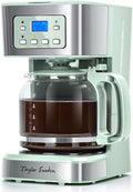 12-Cup Programmable Coffee Maker, Green & Stainless Steel | Regular & Strong Brew Drip Coffee Machine for Home and