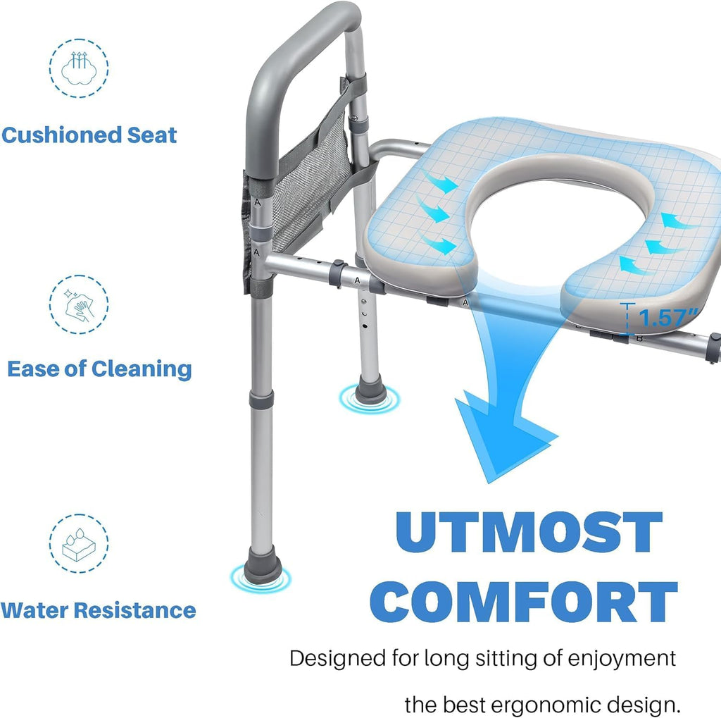 Raised Toilet Seat with Handles, Toilet Seat Risers for Seniors Width and Height Adjustable Raised Toilet Seat with