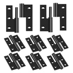 Black Lift Off Door Hinges 3IN for Exterior Interior,6 Pack,Left