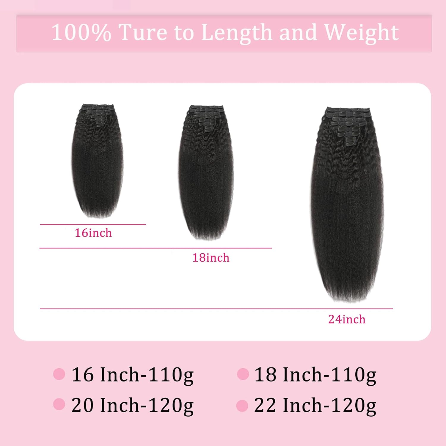 Kinky Straight Clip Ins Hair Extensions Human Hair Clip in Extensions | 110g Clip Ins Real Human Hair for Black Women