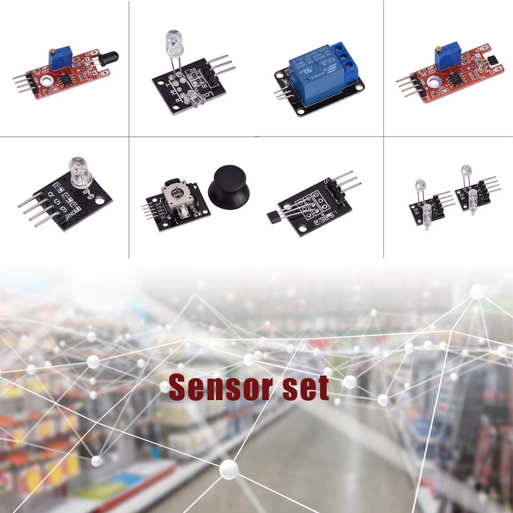 37/Set Sensor Assortment Kit 37 in 1 Sensor Module Starter Kit for Arduino MCU Educ(Infrared/Temperature/Avoid Obstacle/Buzzer Sensor etc)