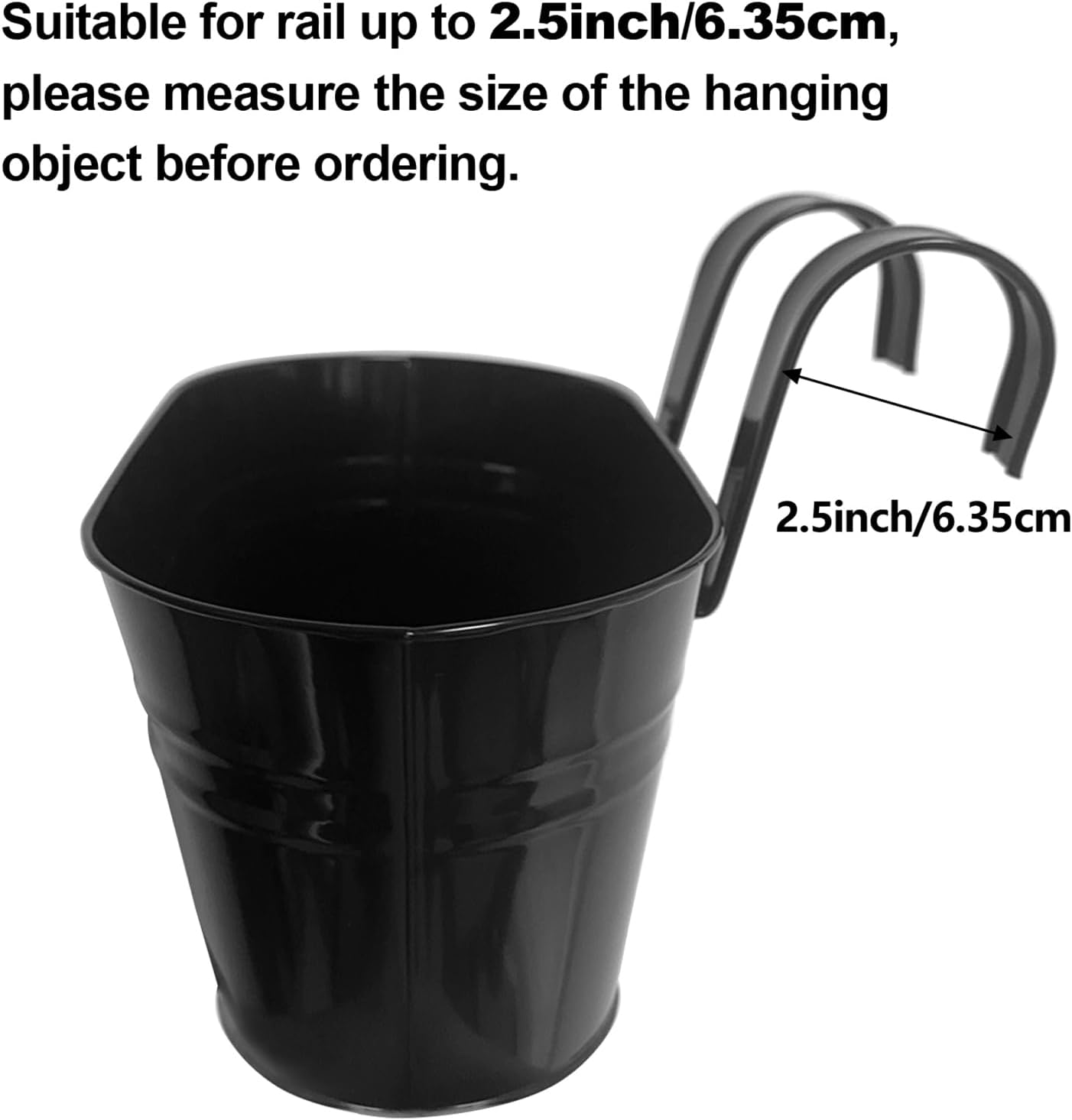4pcs Hanging Flower Pots, Metal Iron Wall Planter Indoor/Outdoor for Railing Fence Balcony Garden Home Decoration