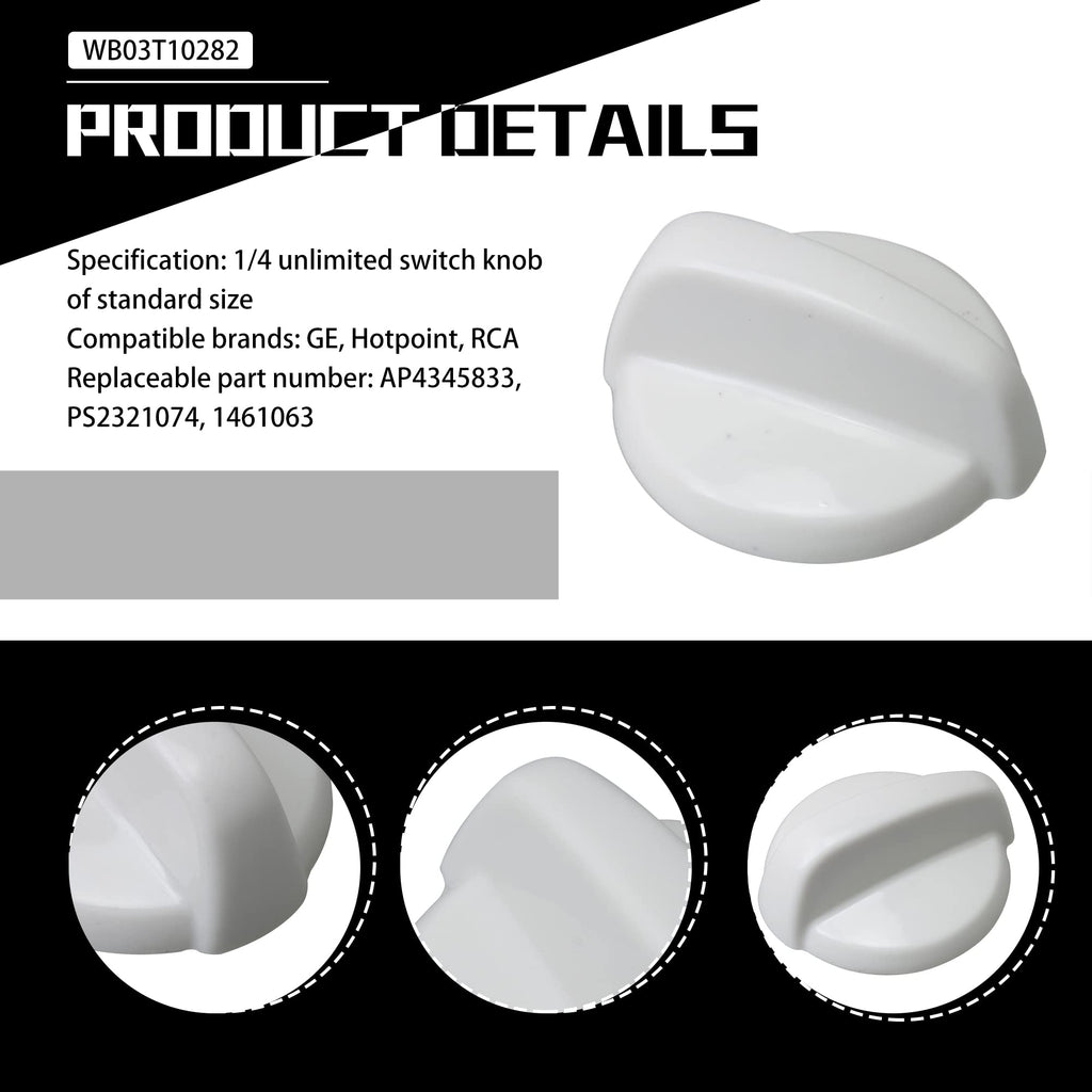 Plastic White Surface Burner Control Cooktop Knob for Oven Replacement for Hotpoint Replaces with 1461063