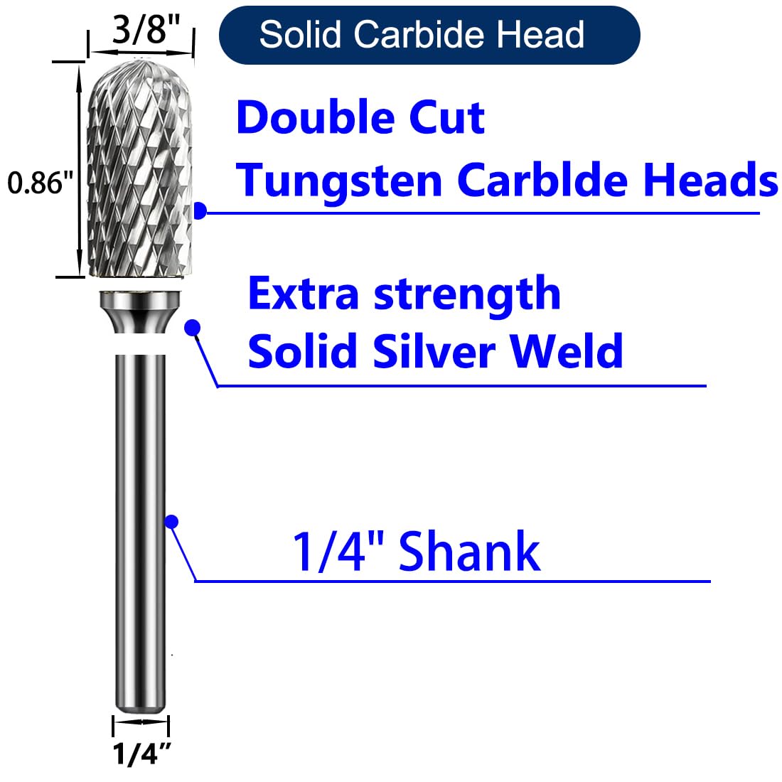 OSIDU Tungsten Carbide Rotary Burr Bit 1/4" Shank SC-3 Die Grinder Bits