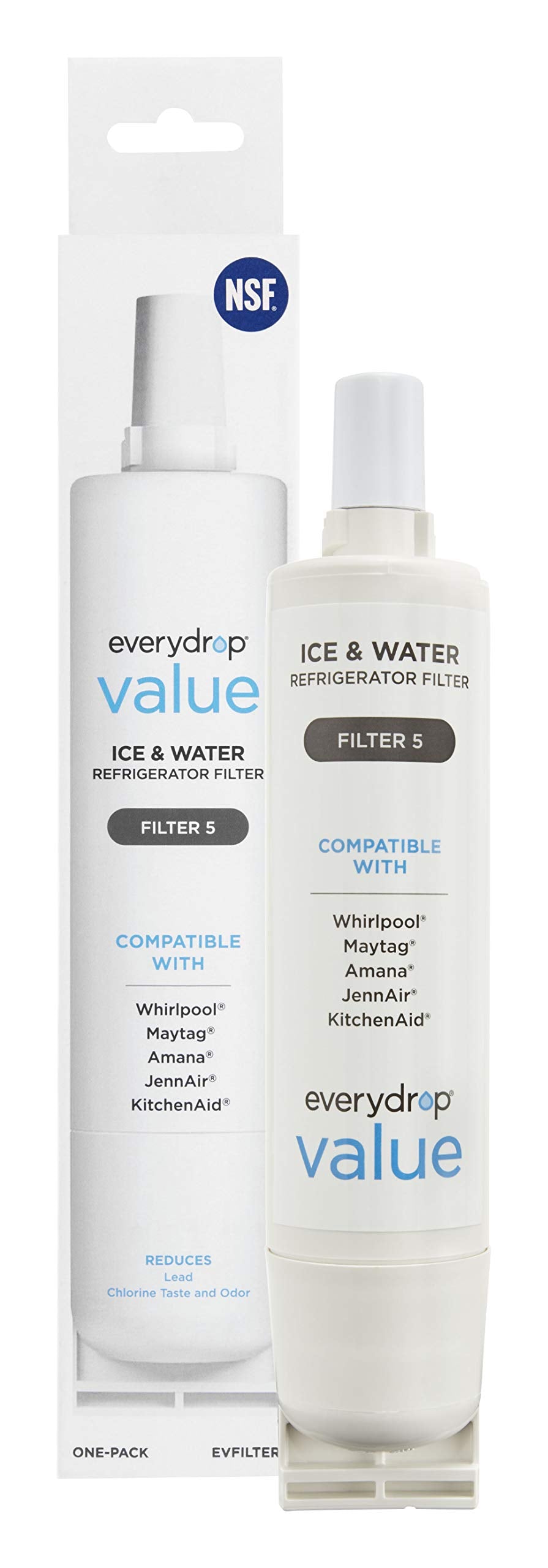 everydrop Value by Whirlpool Ice and Water Refrigerator Filter 5, EVFILTER5, 1 Pack