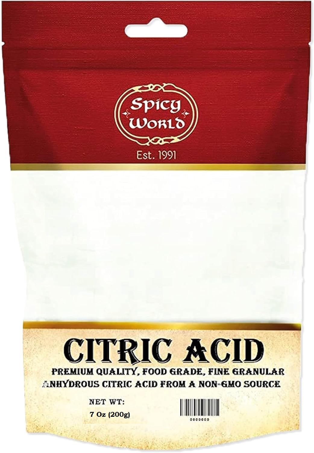 Pure Citric Acid, 7 Ounce (200g) - Food Grade & Non-GMO- Natural Food Preservative, Beauty Ingredient G