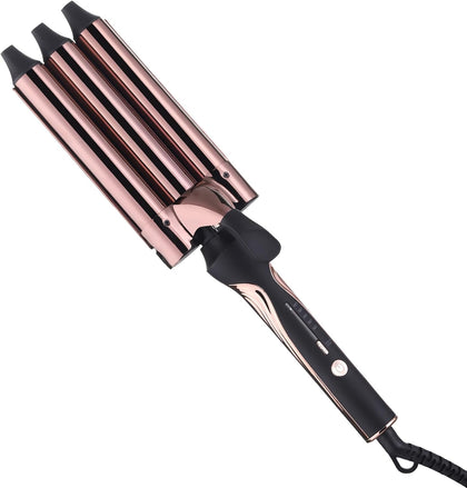 3 Barrel Titanium Curling Iron, Hair Crimper for Beach Waves | 1 Inch Triple Barrel, 5 Heat Settings Up to 410°F