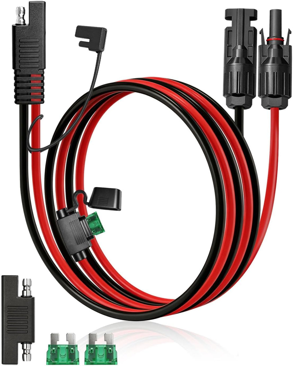 Solar Panel to SAE Adapter Cable, 10FT 10AWG MC4 to SAE Adapter | Solar Extension Cable with Fuse/SAE Polarity