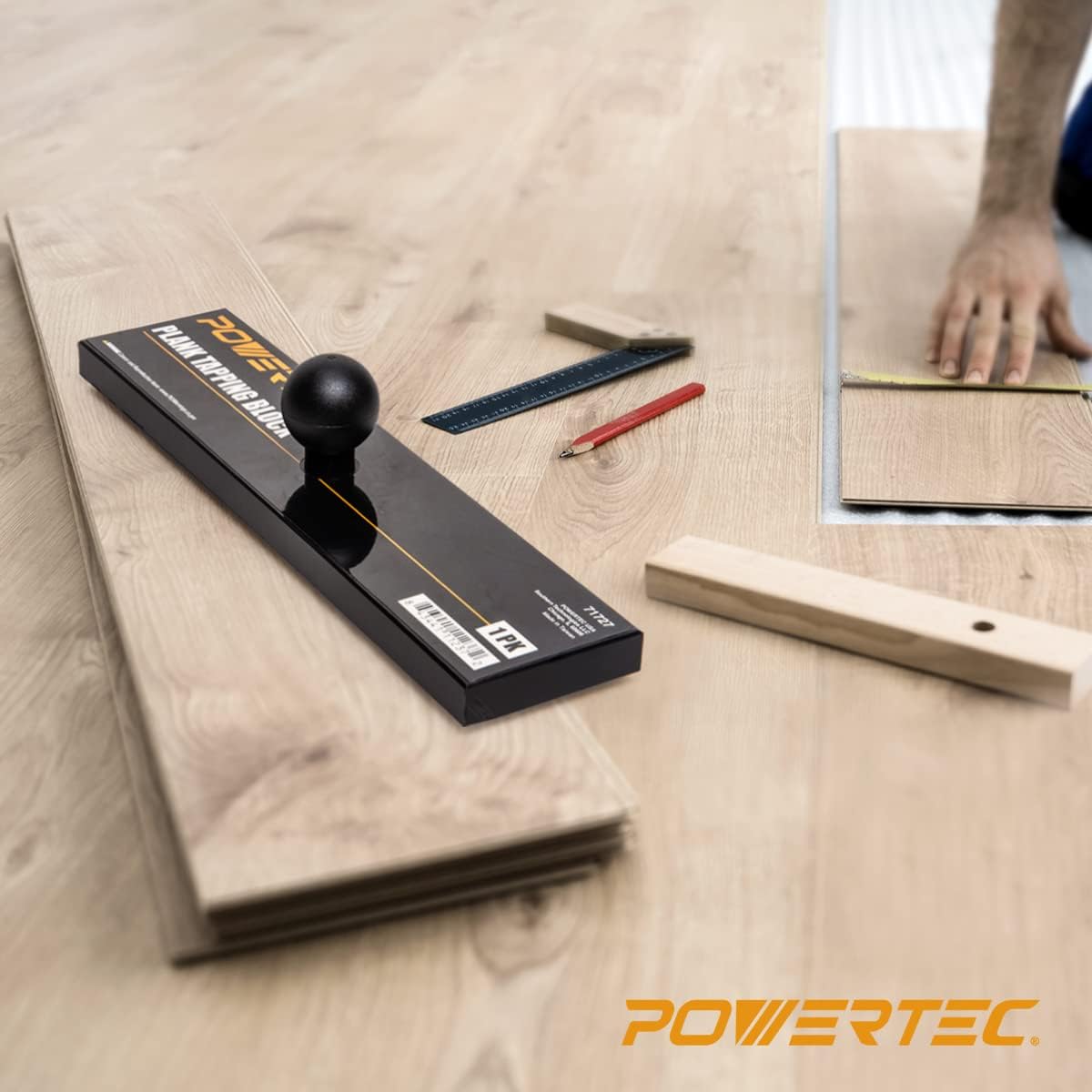 Heavy-Duty Vinyl Flooring Installation Tool Set with 16-1/4" Pull Bar & 11-3/4" Ergonomic Tapping Block for LVP, LVT