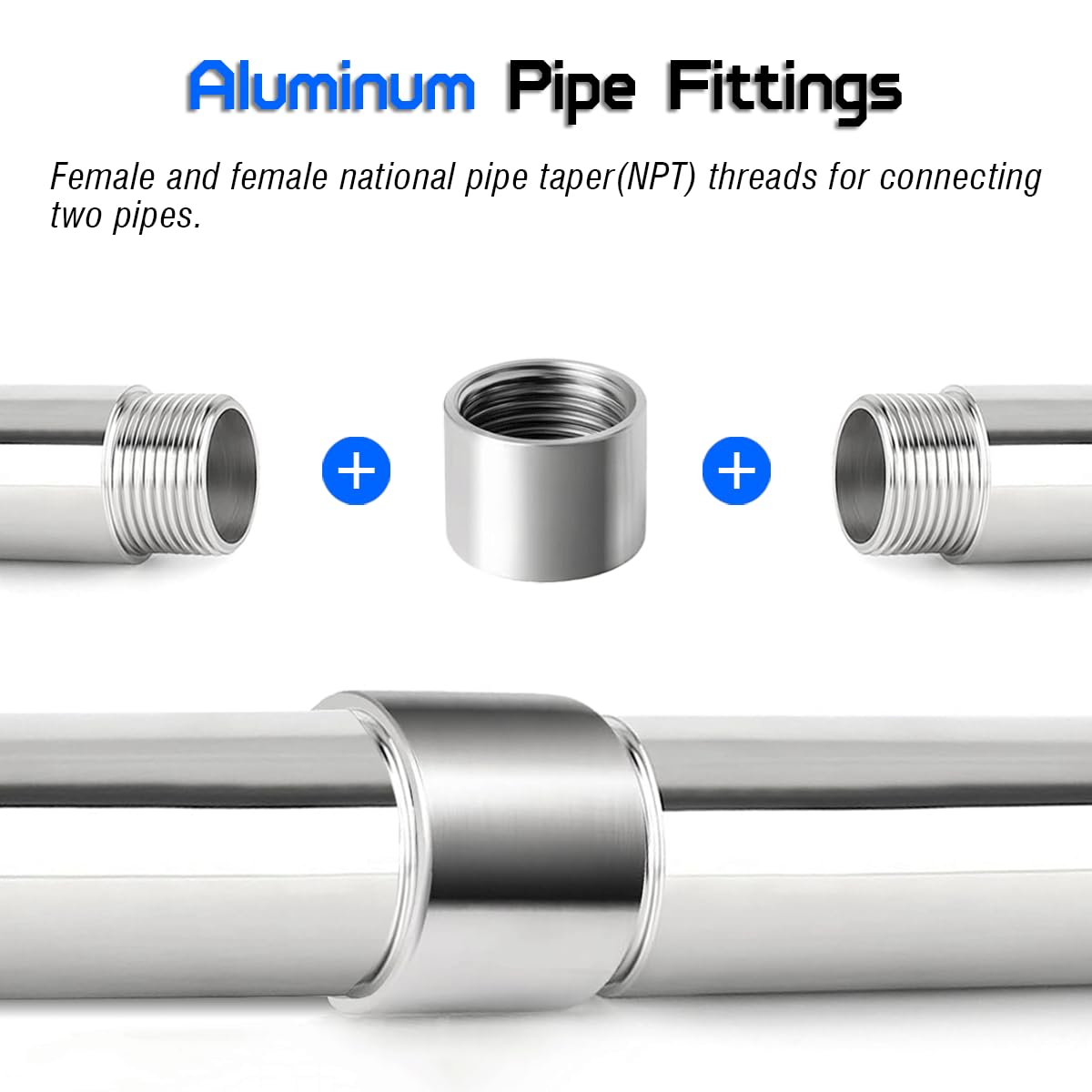 3/4" NPT Threaded Full Coupling Aluminum 6061-T6 Schedule 40 Pipe Fitting