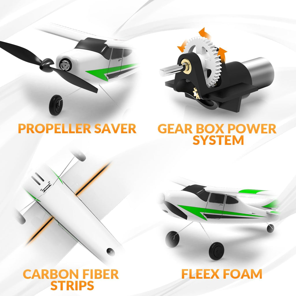 RC Plane, 3 Channel Remote Control Plane for Beginners & Adults | Trainer RC Airplane, Prop Saver, 6-Axis Gyro