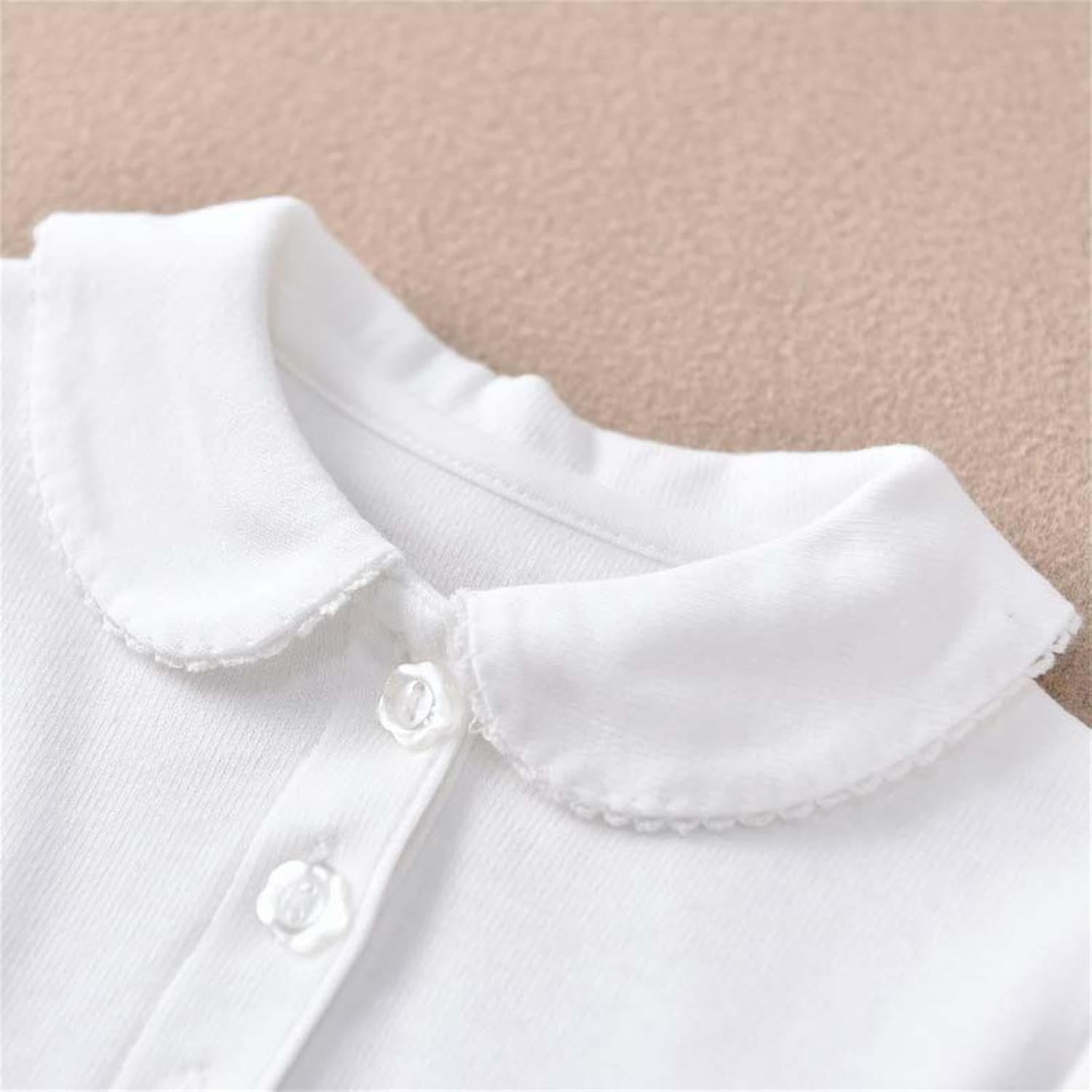 Girls Pure Cotton Polos Puff Sleeve Cute Peter Pan Collar Shirt White | Back to School Clothes for Teen Girls Kids