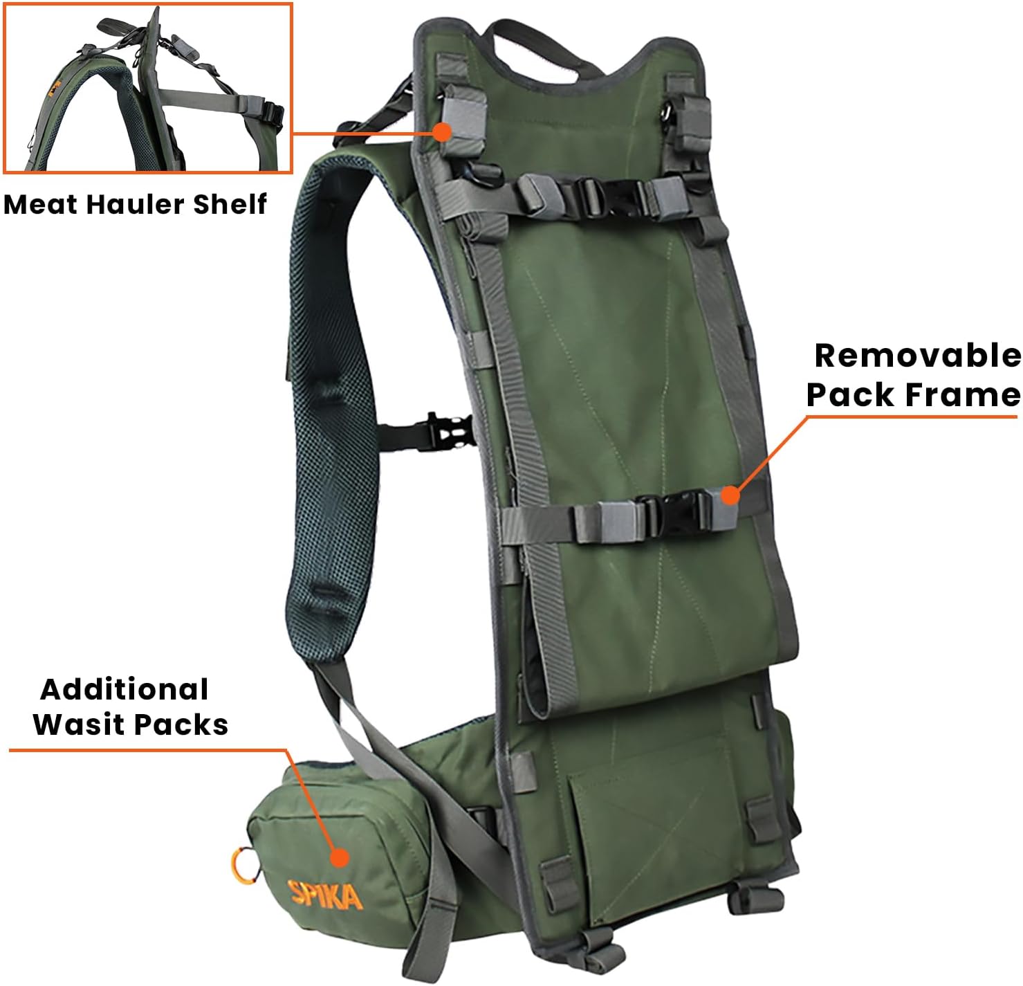 Hunting Backpacks for Men, Meat Hauler Frame Pack with Rifle Holder, 40L/80L Extendable + Capacity for Bow Rifle Gun