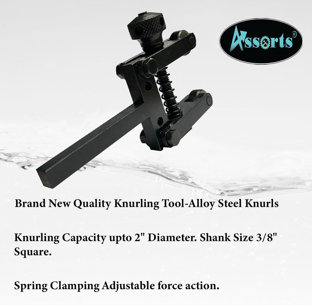 Spring Loaded Clamp Type Knurling Tool for Lathe Machines, 2" Capacity, 3/8" Shank, Precision Metalworking Tool
