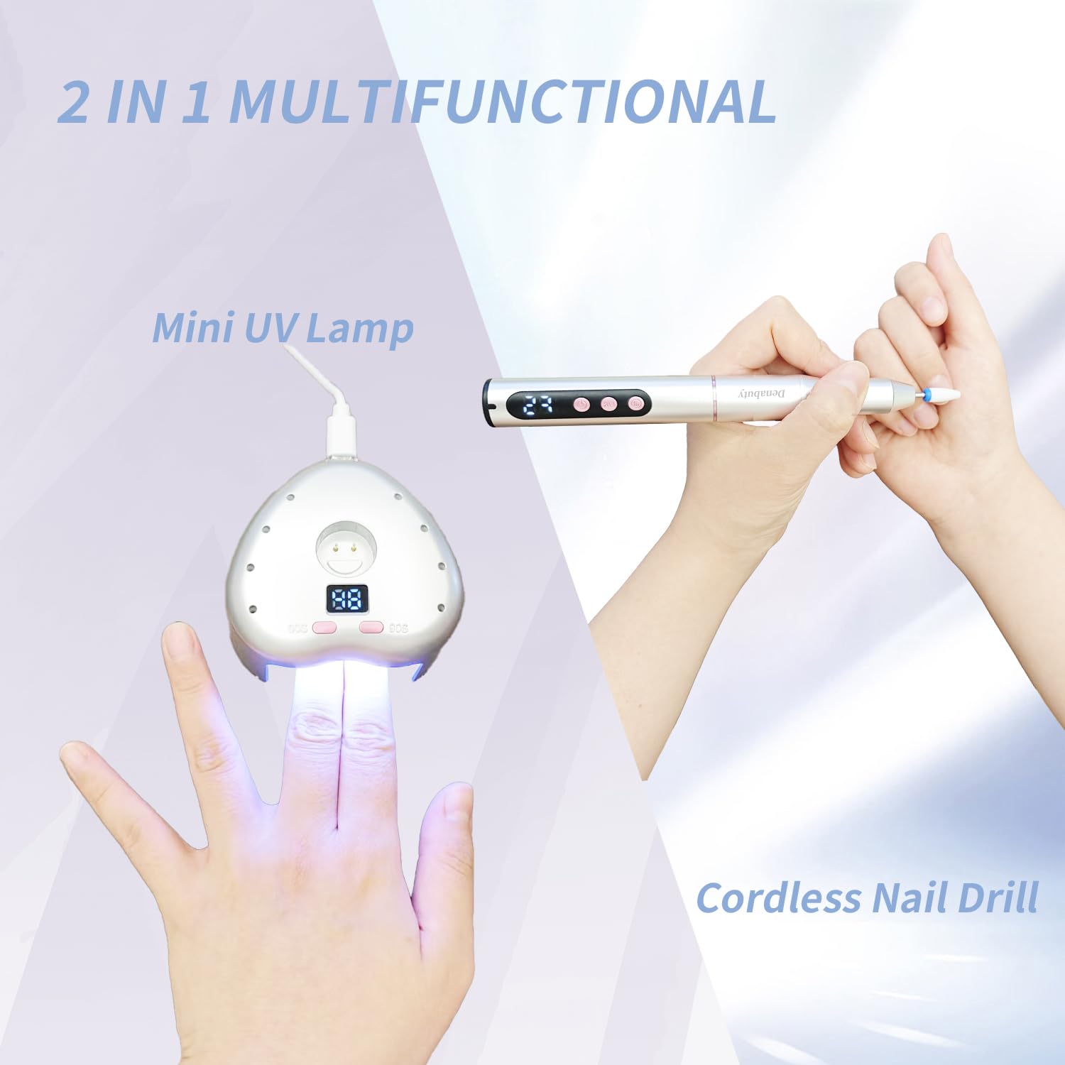 Cordless Electric Nail Drill with UV LED Nail Lamp Charging Base | Nail Drill Machine 35000 RPM Professional Manicure