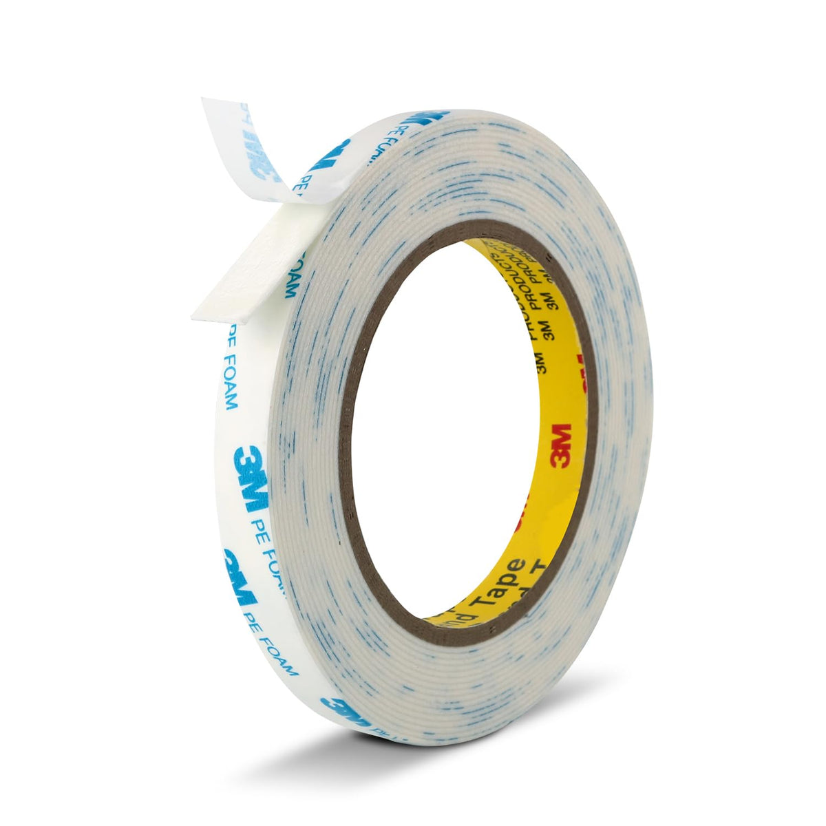 3M Double Sided Tape, 1/2" x 18Ft Foam Tape, 1600T, White