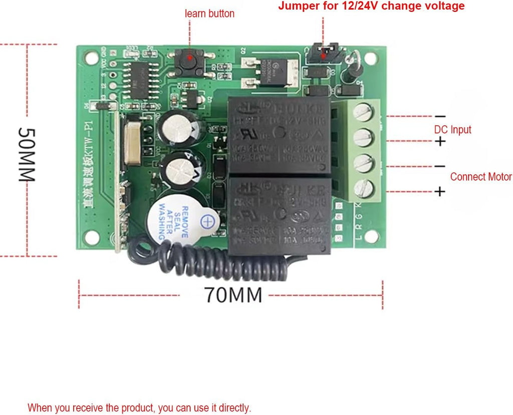 DC Motor Speed Controller with Remote Control 12V 24V PWM stepless Speed Control Switch 10A Wireless Speed Controller Linear Actuator Motor Forward and Reverse Rotation