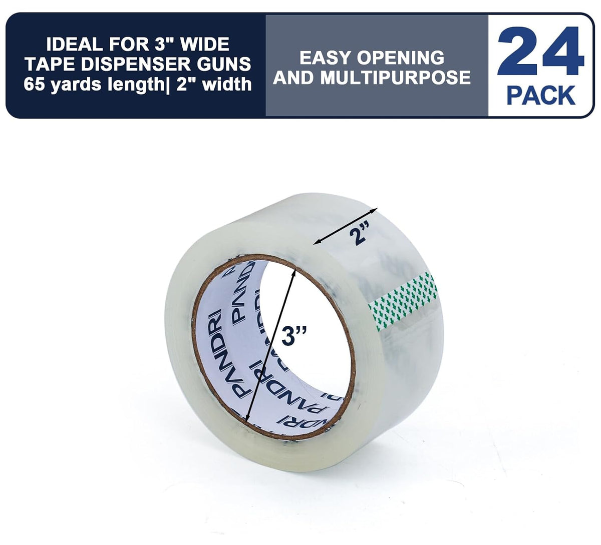24 Pack Heavy Duty Packing Tape, 2" x 65yd Per Roll, Total 1560yd