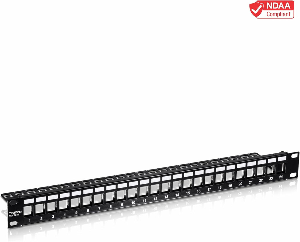 TRENDnet 24-Port Blank Keystone Shielded 1U Patch Panel,TC-KP24S