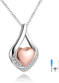 Cremation Jewelry 925 Sterling Silver Teardrop Urn Necklace for Ashes Heart Shape Memorial Keepsake Pendant for Human
