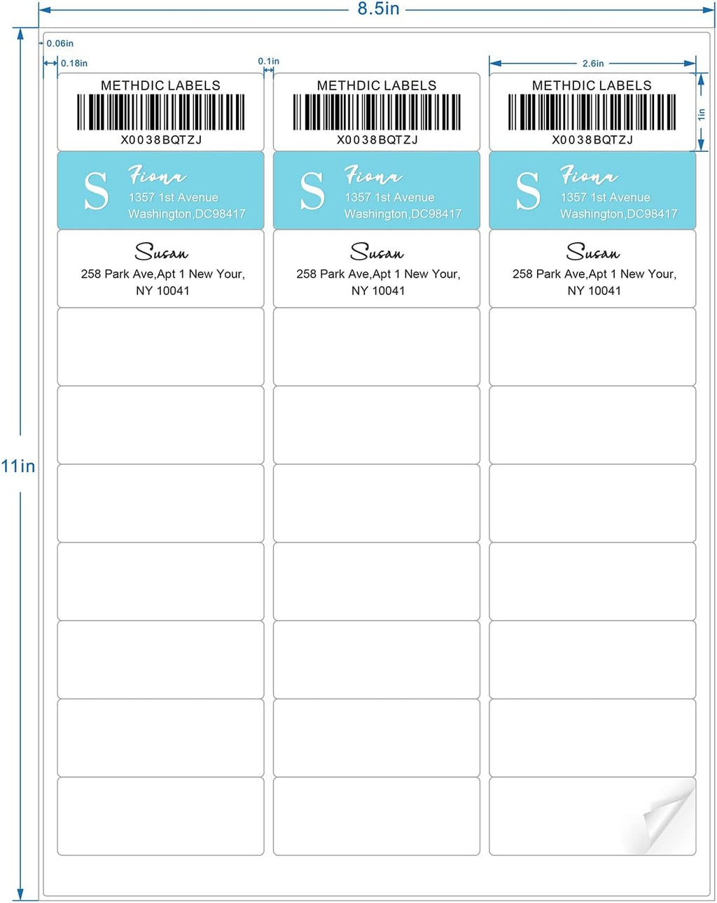 Address Labels 1" x 2-5/8" 900 Labels Sticker Paper for Laser/Ink Jet Printer Mailing Labels 8.5"×11" White 30 per Sheet