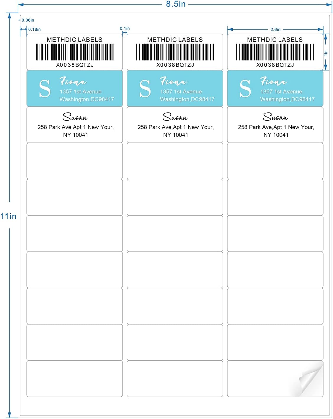 Address Labels 1" x 2-5/8" 900 Labels Sticker Paper for Laser/Ink Jet Printer Mailing Labels 8.5"×11" White 30 per Sheet