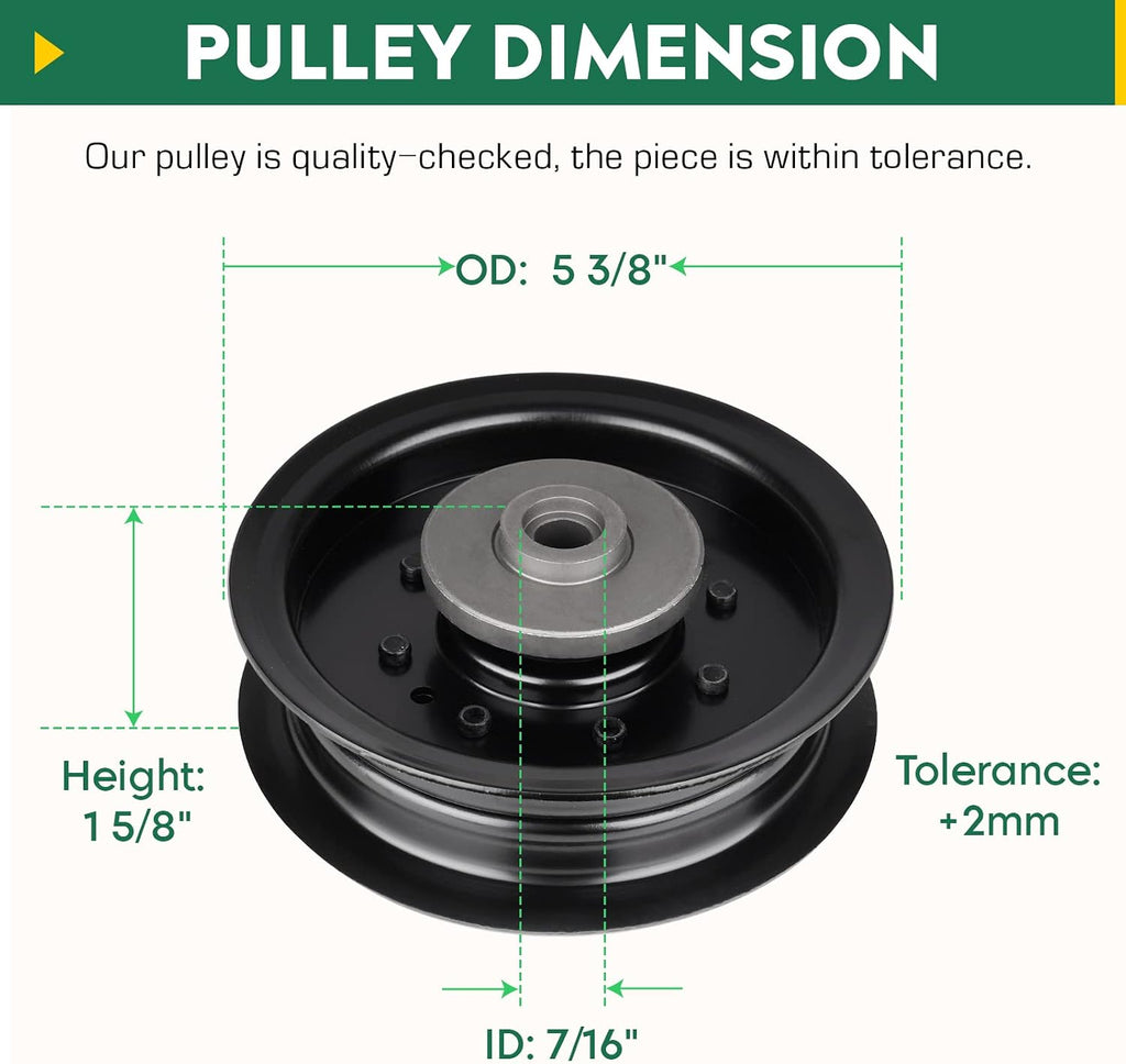 Flat Idler Pulley for Craftsman Husqvarna Poulan 196104 197380 532196104 532197380 2748GLS GT52XLS LGT2554 LGT2654 2754GLS YTH24K48 Lawn Mowers