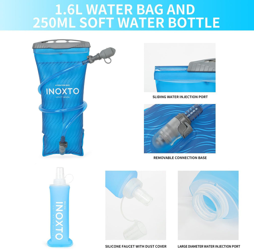 INOXTO Running Hydration Vest Backpack,Lightweight Insulated Pack with 1.5L Water Bladder Bag Daypack for Trail