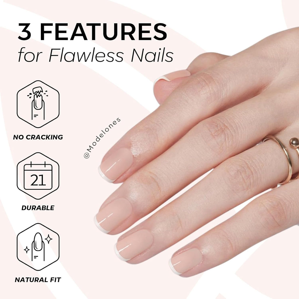 Extra Short Press on Nails, French Tips Squoval Fake Nails